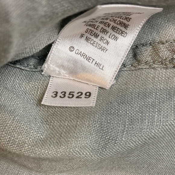 Garnet Hill Easy Linen Tunic Grey Gray Button Shirt Coastal Vacation Petite S - Picture 7 of 16